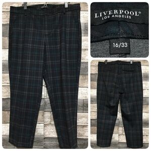 Liverpool Plaid Knit Stretch Pants Women’s 16/33 (Inseam 25.5) Black Teal